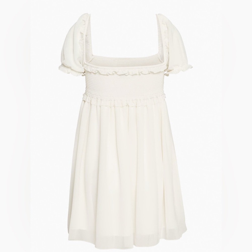 Aritzia Sunday Best Hadley Babydoll White Lined Mini Dress